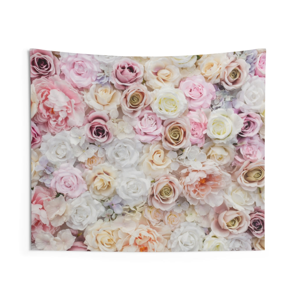 White Pink Roses Wall Tapestry, Floral Romantic Bridal Landscape Indoor Wall Art Hanging Tapestries Large Small Decor Home Dorm Room Gift Starcove Fashion