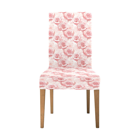 Blush Rose Dining Chair Seat Covers, Pink Floral Flowers Vintage Retro Stretch Slipcover Furniture Dining Kitchen Room Stool Home