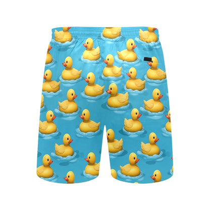 Yellow Rubber Duck Men Swim Trunks Shorts, Print Swimming Mid Length Funny Beach Pockets Mesh Drawstring Boys Casual Bathing Suit Summer Starcove Fashion