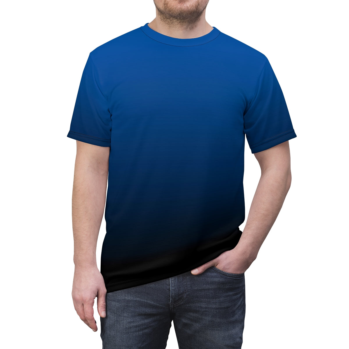 Gradient T-shirt with rubber patch blue - Men