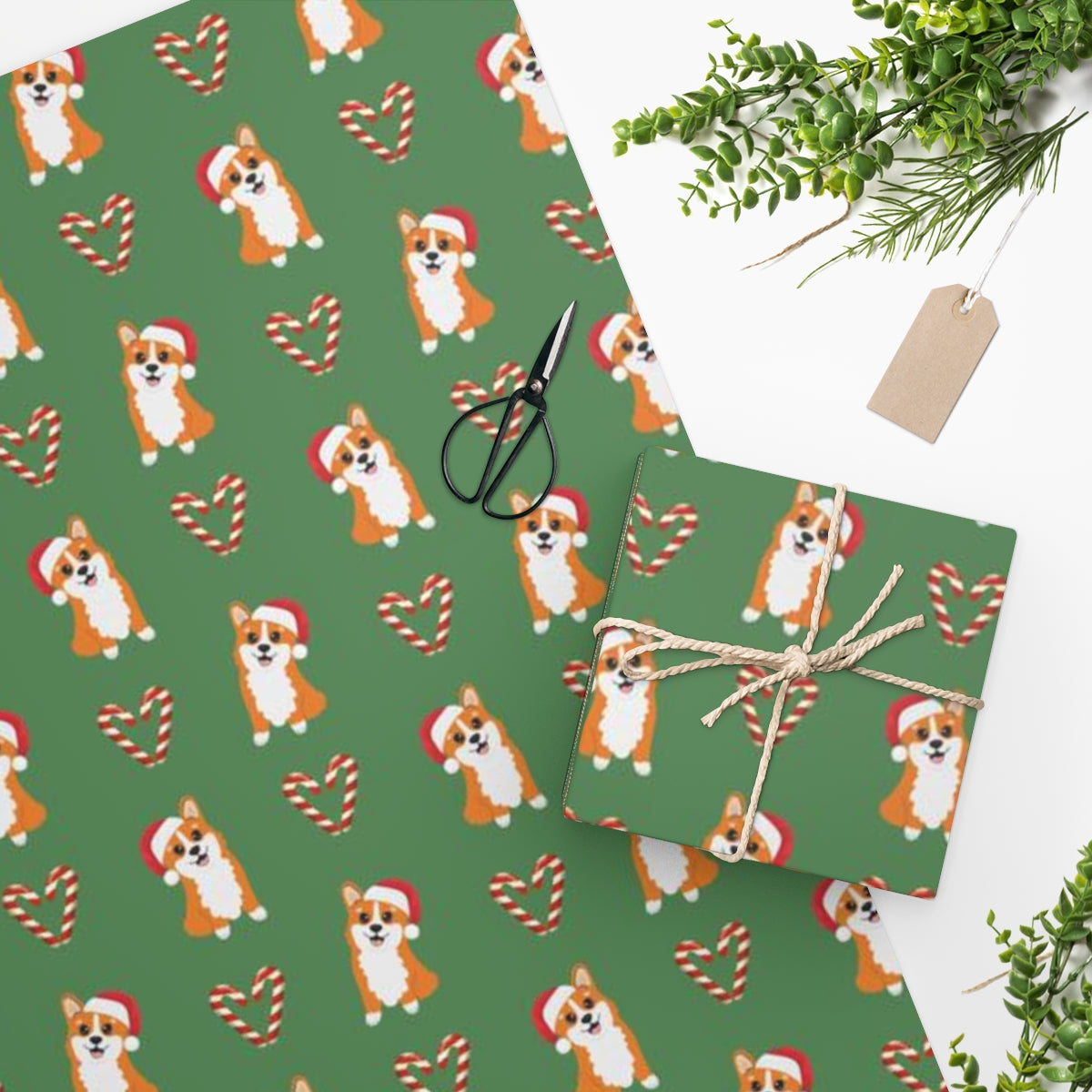 Corgi Christmas Wrapping Paper, Dog Funny Candy Cane Print Art Holiday – Starcove Fashion corgi-christmas-wrapping-paper-dog-funny-candy-cane-print-art-holiday-starcove-fashion