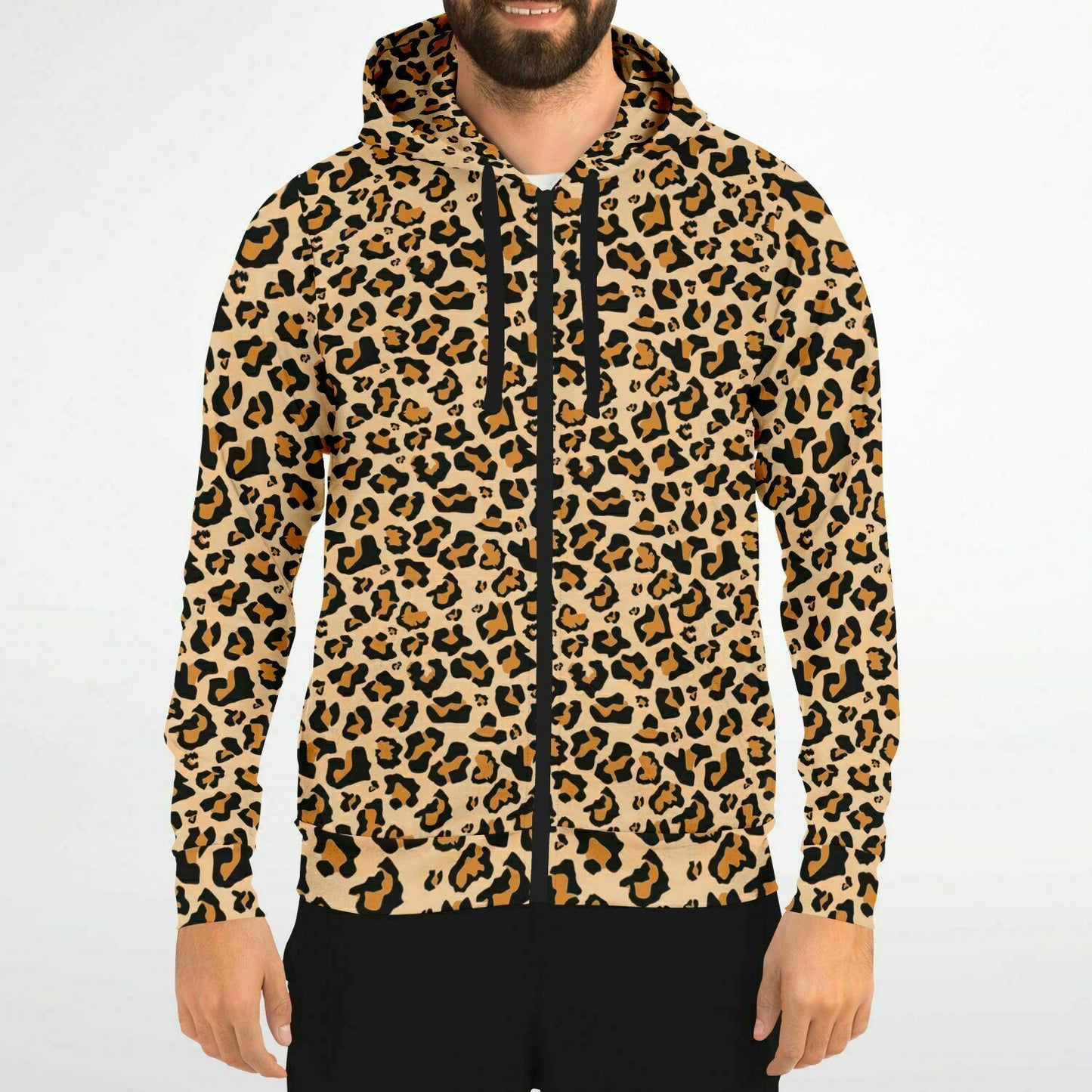 Leopard Zip Up Hoodie, Animal Print Cheetah Front Zipper Pocket Men Women Unisex Adult Aesthetic Graphic Cotton Fleece Hooded Sweatshirt Starcove Fashion
