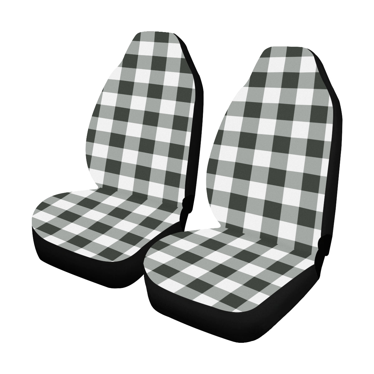Buffalo Plaid Car Seat Covers 2 pc, Black and White Check Lumberjack Front Seat Covers, Car SUV Seat Protector Accessory Starcove Fashion