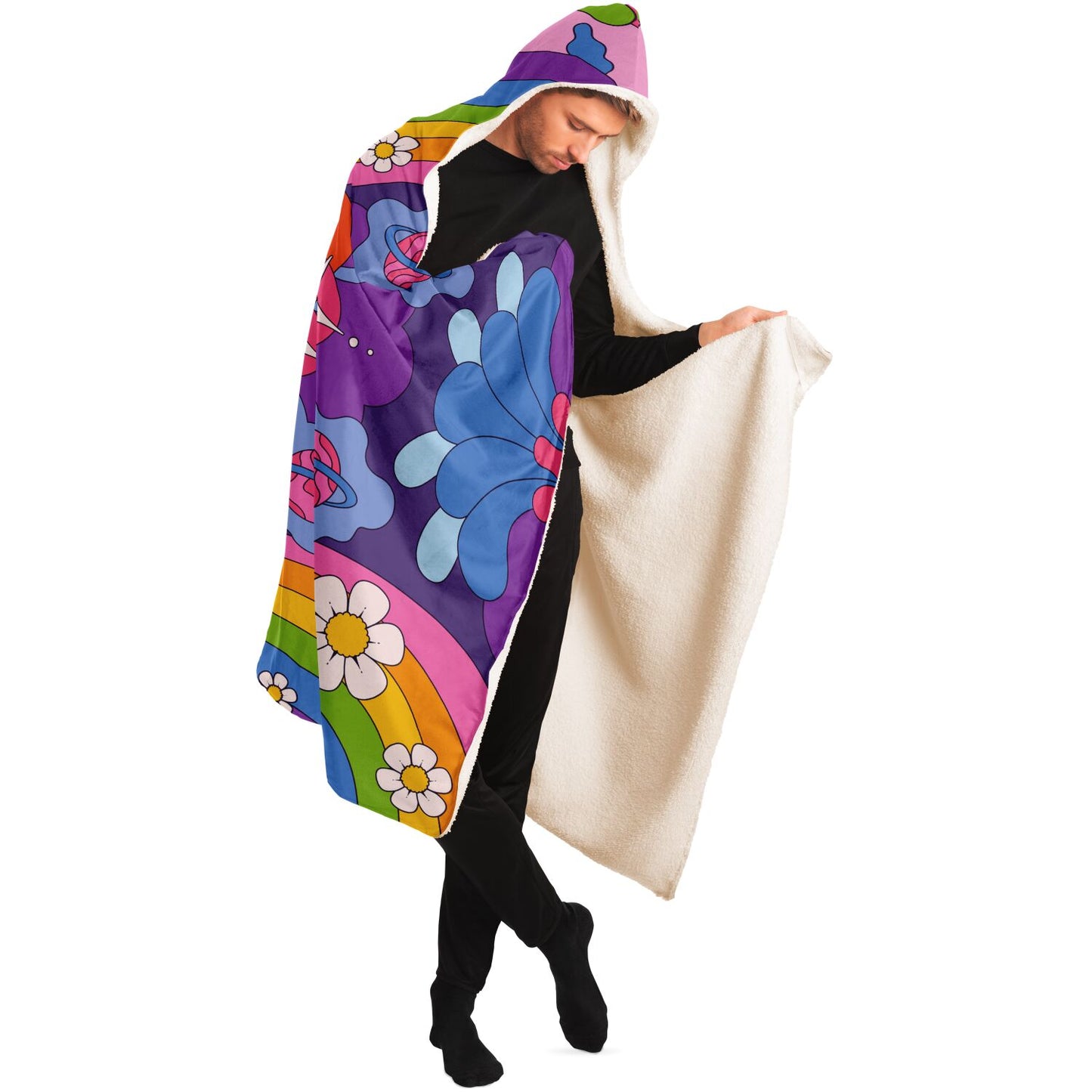 Trippy Hooded Blanket, Psychedelic Colorful Eye Sherpa Fleece Throw Fluffy Cozy Warm Adult Men Women Kids Large Gift Starcove Fashion