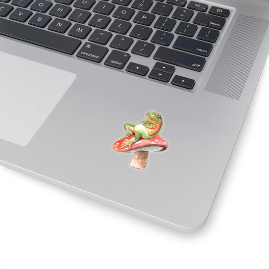 Toad On Mushroom Sticker, Frog Laptop Decal Vinyl Cute Waterbottle Tumbler Car Waterproof Bumper Aesthetic Die Cut Wall Mural Starcove Fashion