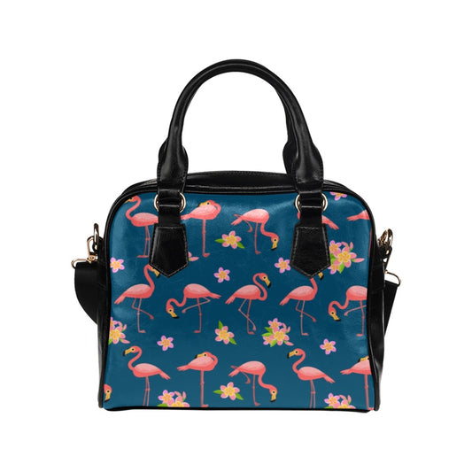 Cute Pink Flamingo Purse, Tropical Animal Black Blue Print Small Shoulder Vegan Leather Women Designer Zipper Strap Handbag Crossbody Bag Starcove Fashion