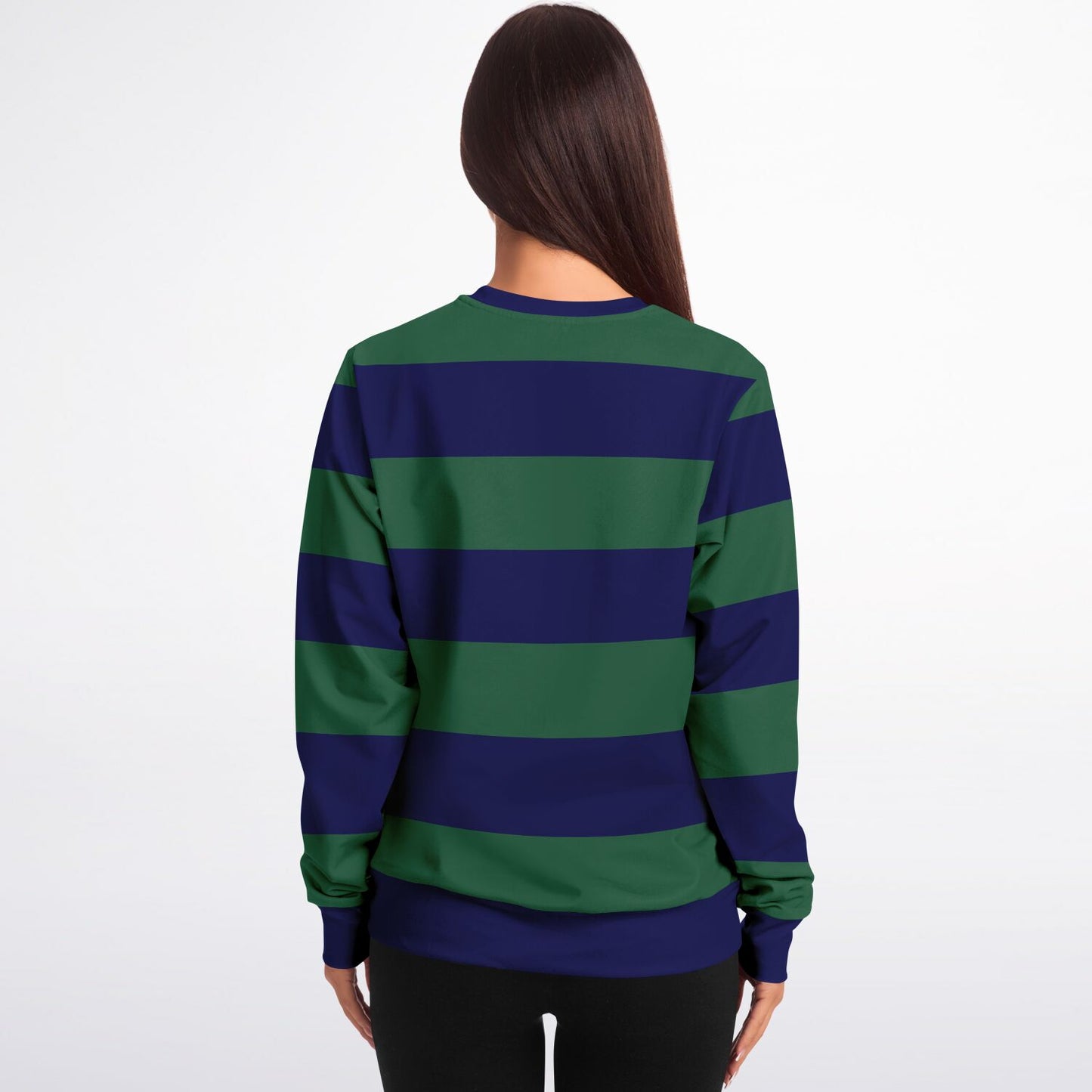Blue Green Striped Sweatshirt, Retro Vintage Crewneck Fleece Cotton Sweater Jumper Pullover Men Women Adult Top Starcove Fashion
