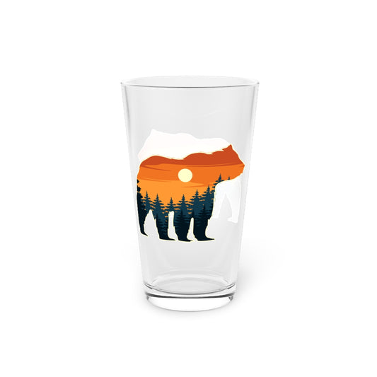 Bear Pint Glass (16oz), Trees Forest Beer Animal Outdoor Pilsner Mug IPA Printed Glassware Lover Birthday Gift for Him Starcove Fashion