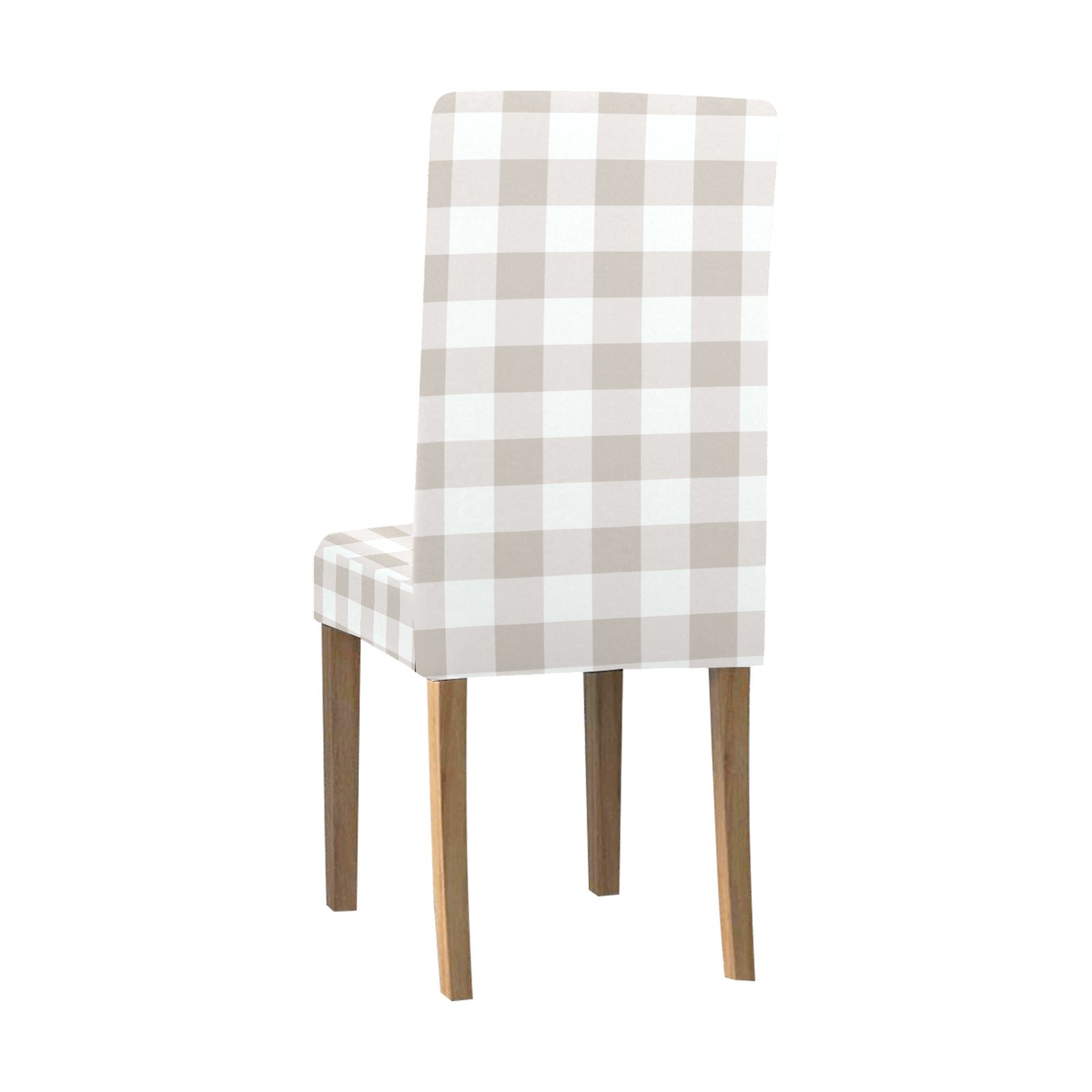 Buffalo Check Dining Chair Seat Covers, Cream Beige Light Brown Plaid Stretch Slipcover Furniture Kitchen Room Home Decor Starcove Fashion