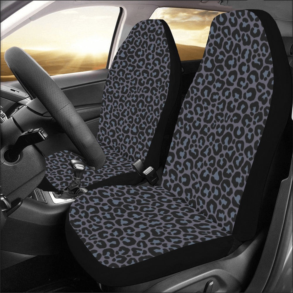 animal print car seat and stroller All Black Leopard Car Seat Covers for Vehicle 2 pc, Animal Print Pattern Front Seat Covers Car SUV Gift Her Protector Accessory Decoration