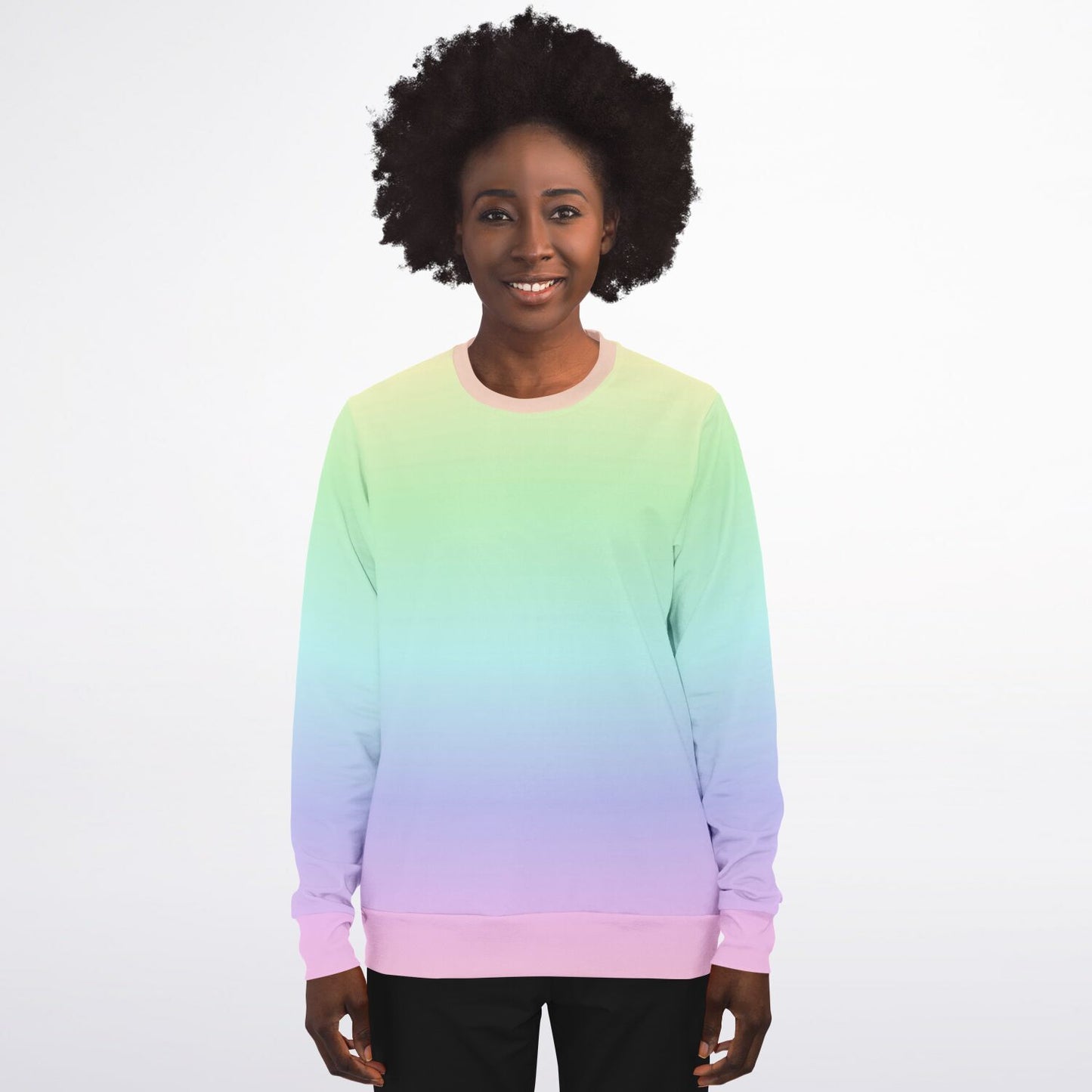 Pastel Rainbow Sweatshirt, Ombre Gradient Tie Dye Crewneck Fleece Cotton Sweater Jumper Pullover Men Women Adult Aesthetic Starcove Fashion