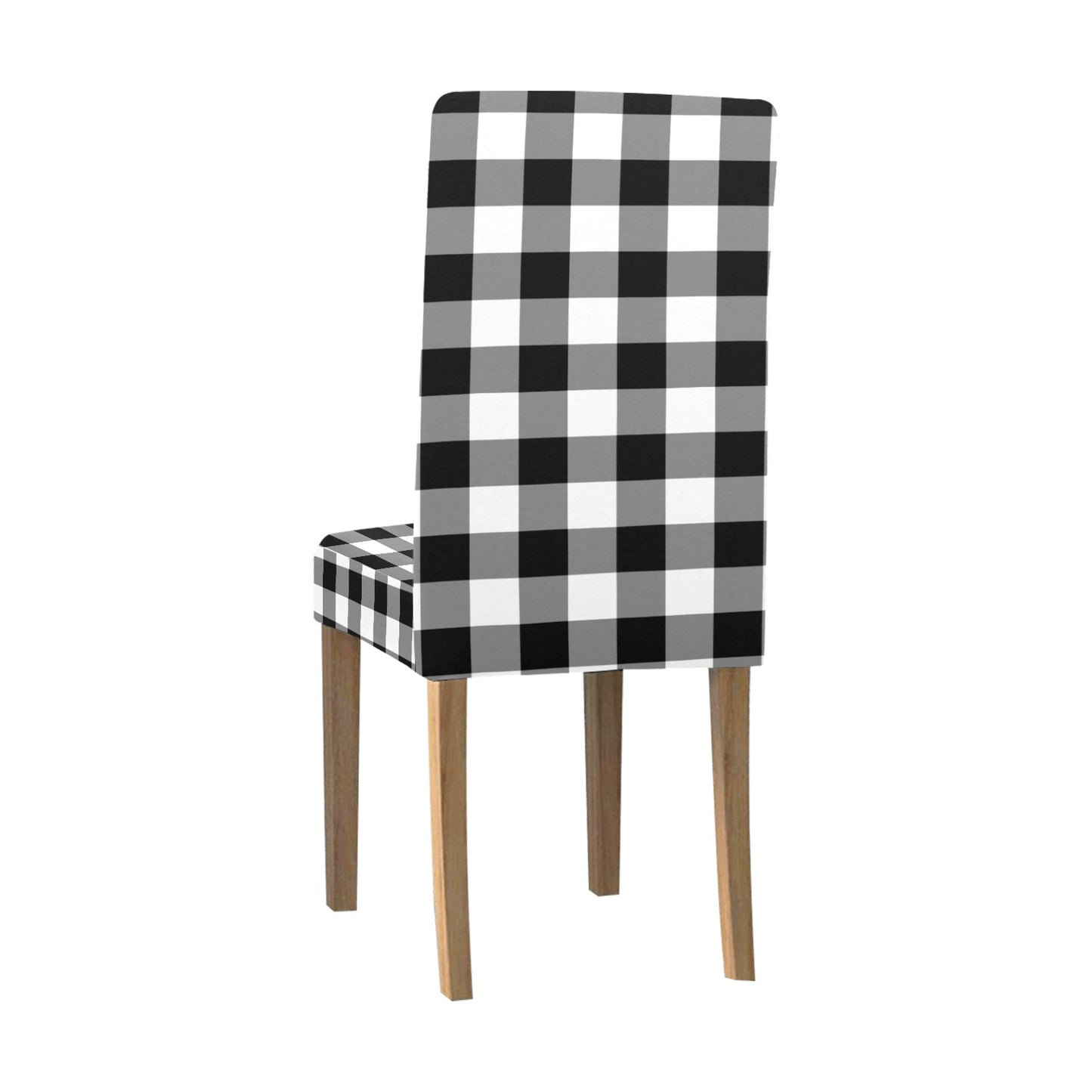 Black White Buffalo Check Dining Chair Seat Covers, Plaid Stretch Slipcover Furniture Dining Room Home Decor Starcove Fashion