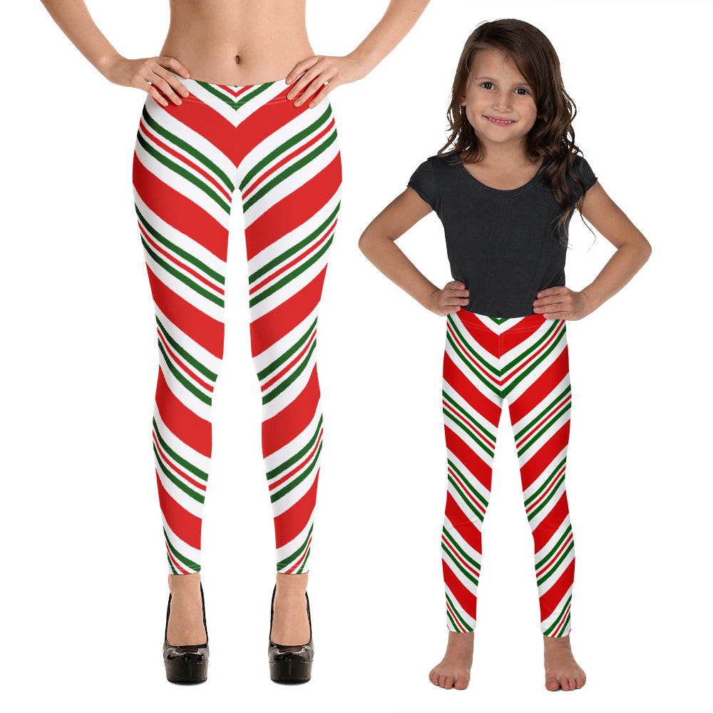 Red Striped Christmas Leggings Women, Candy Cane Elf Xmas Stripe Holid –  Starcove Fashion