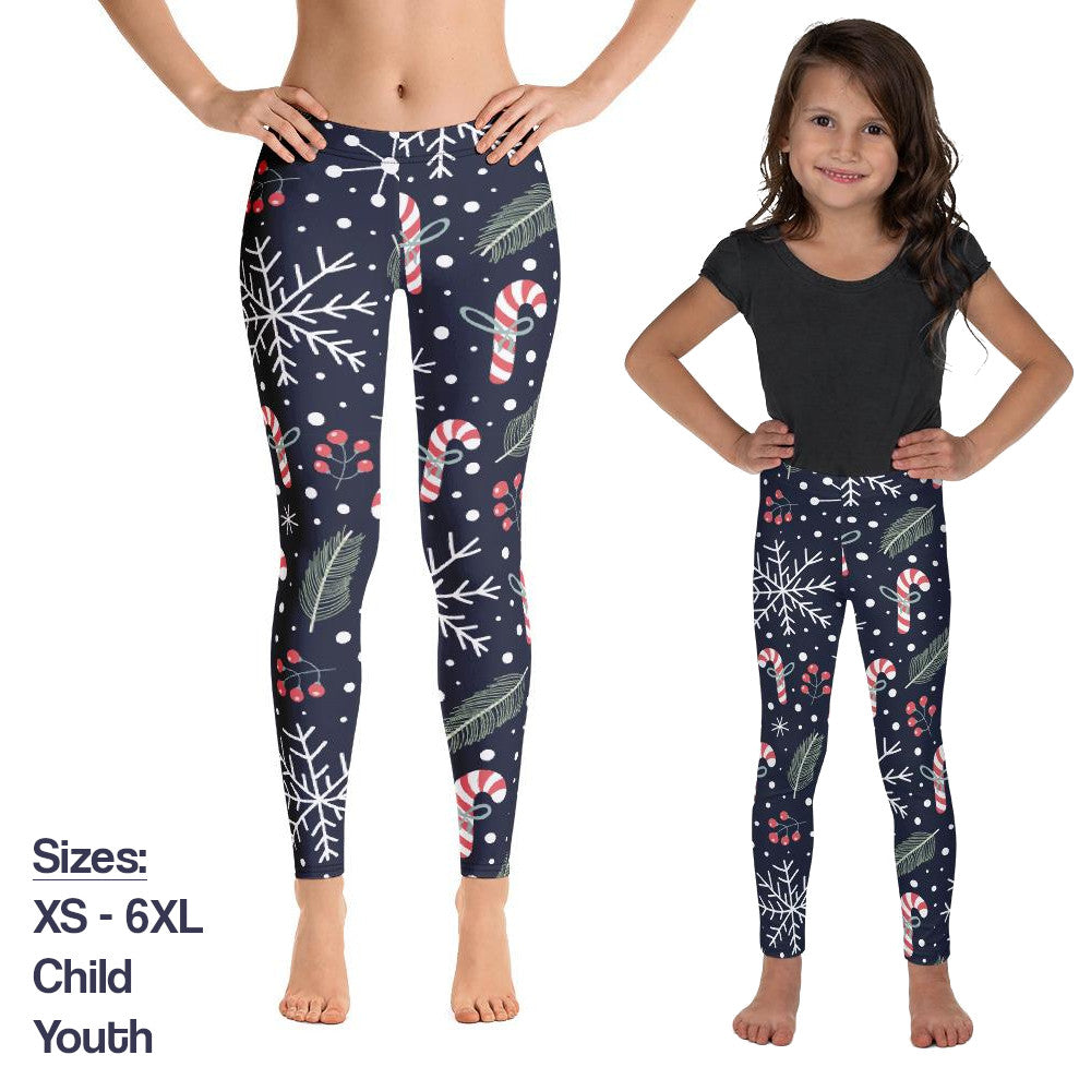 Mommy and Me Christmas Leggings for Women, Matching Girls Outfit