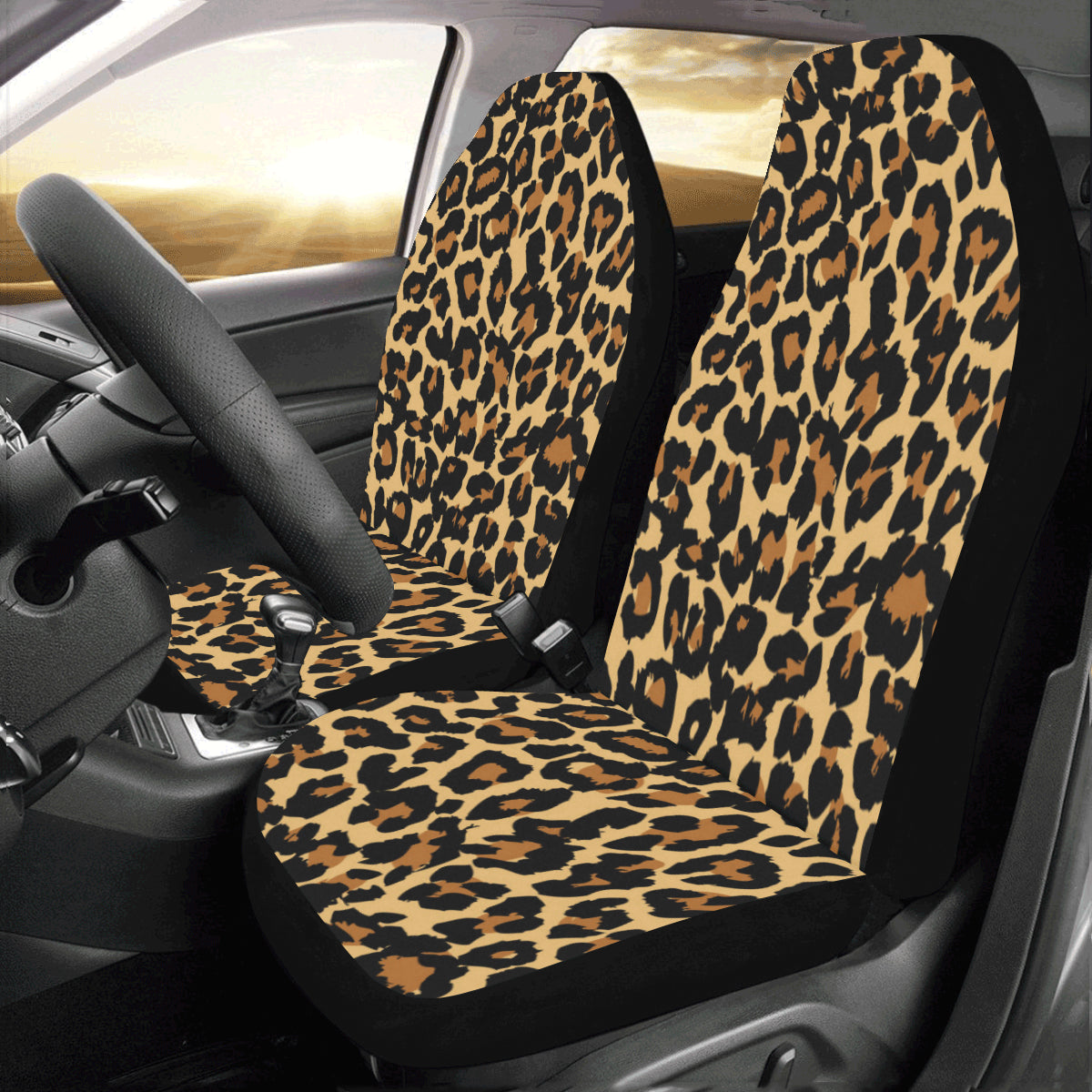 animal print car seat and stroller Leopard Car Seat Covers 2 pc, Animal Print Cheetah Pattern Front Seat Covers Cute Car SUV Seat Protector Accessory Decoration
