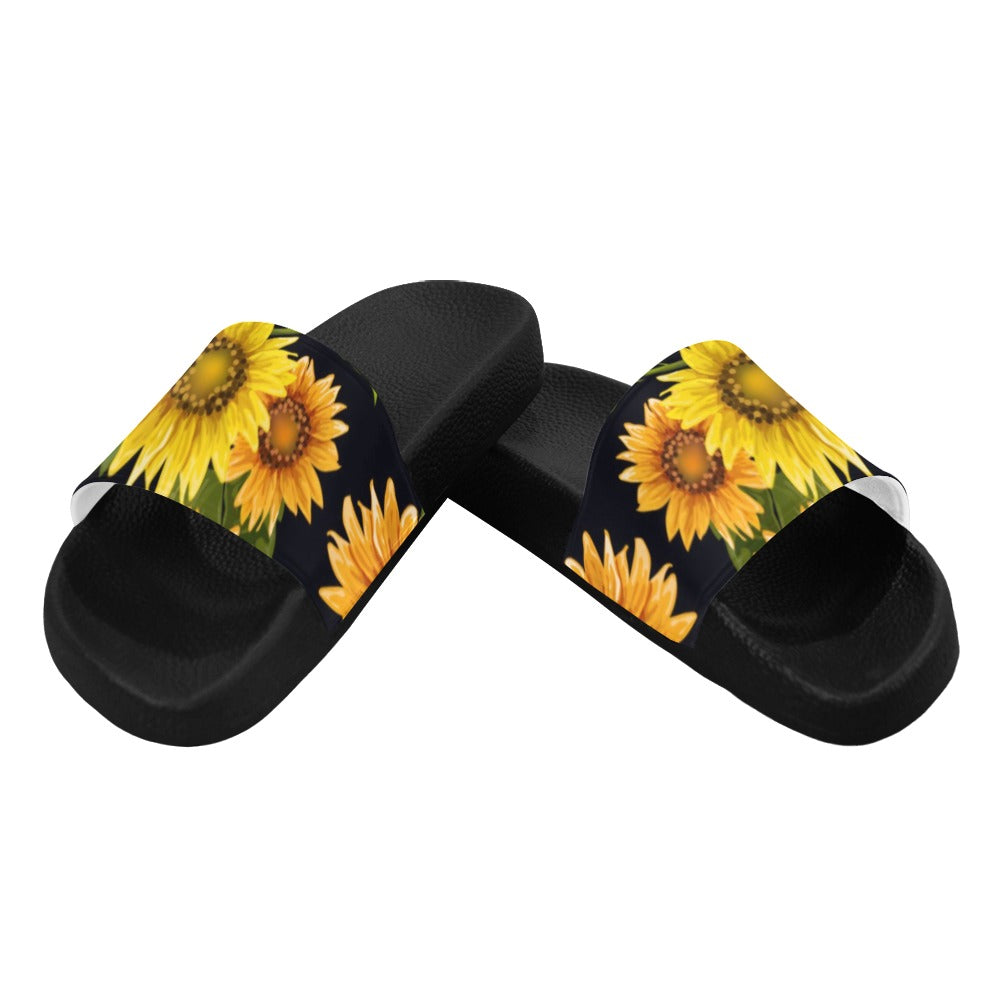 Sunflower Women Slide Sandals, Yellow Flower Floral Shoes Flat Wedge Slides Flip Flops Slip On Vegan Slipper Ladies Starcove Fashion