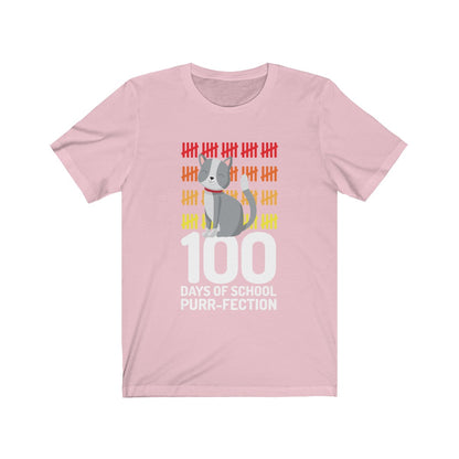 Happy 100 Days Of School Adult Shirt, Cat Purrfection Perfection Funny Teacher Kindergarten Elementary Parents Girls Boys Kids Novelty Gift Starcove Fashion