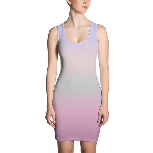 Pastel Pink Purple Bodycon Dress, Ombre Gradient Pencil Fitted Homecoming Sleeveless Mini Cute Cocktail Party Women Sexy Starcove Fashion
