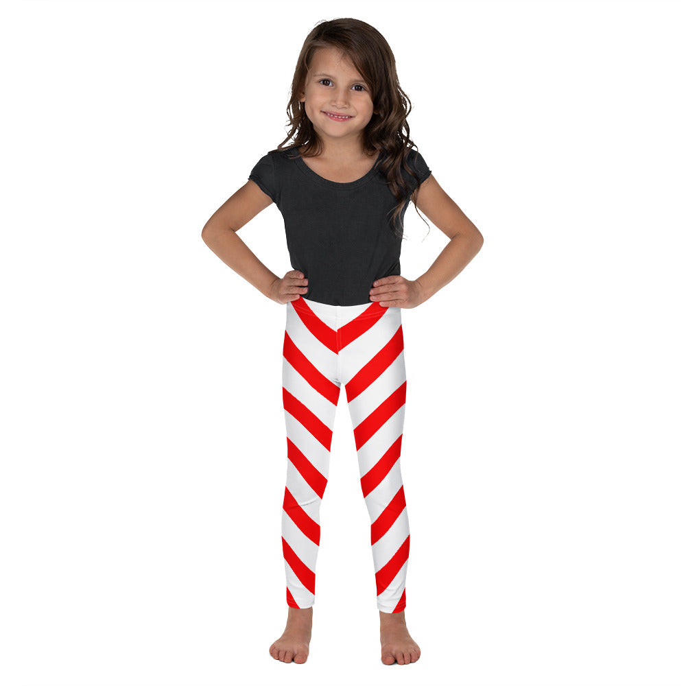 Girls Candy Cane Leggings (2T-7), Red Striped Printed Kids