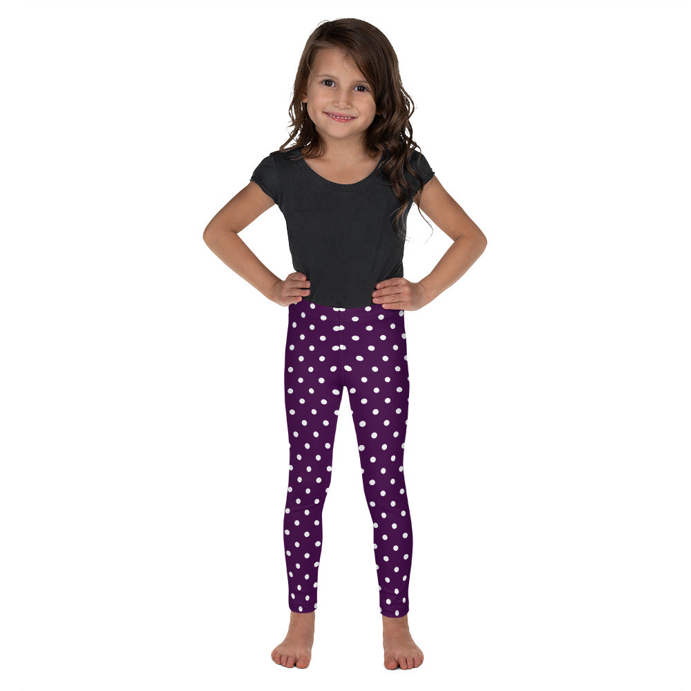 Purple Polka Dots Kids Girls Leggings (2T-7), Toddler Children