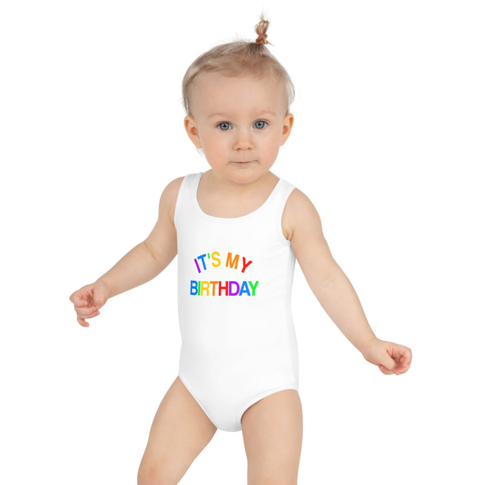 It's My Birthday Girls One Piece Swimsuit, Colorful Rainbow