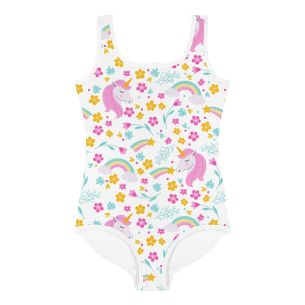 Unicorn Little Girl Kids Swimsuits (2T - 7), Rainbow Flowers Toddler One Piece Bathing Suit Swimming Swim Swimwear Starcove Fashion
