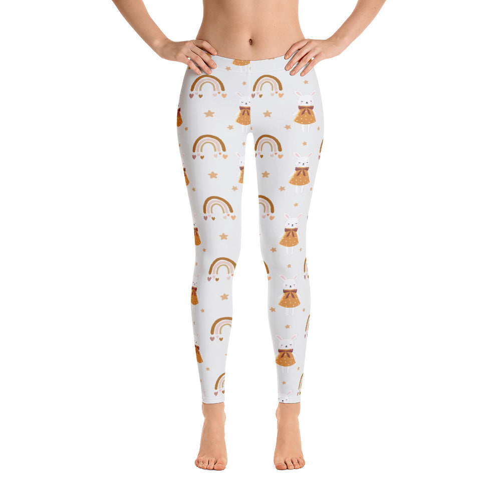 Bunny Rainbow Leggings Women, Easter Spring Printed Yoga Pants Cute Gr –  Starcove Fashion