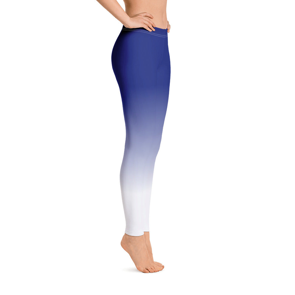 Royal Blue Ombre Leggings Women, Gradient Tie Dye Printed Yoga Pants Cute Workout Gym Designer Tights Gift Starcove Fashion