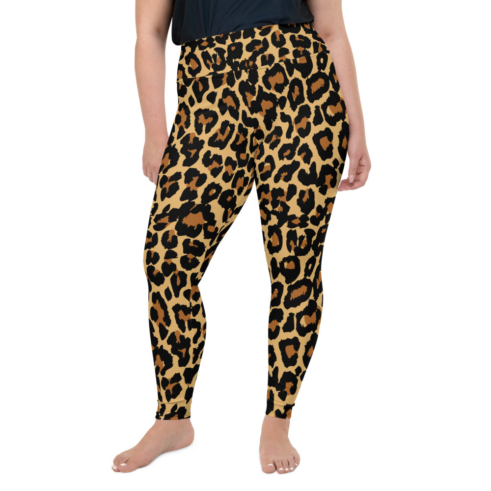 Leopard Print Plus Size Leggings, Cheetah Animal Printed Designer