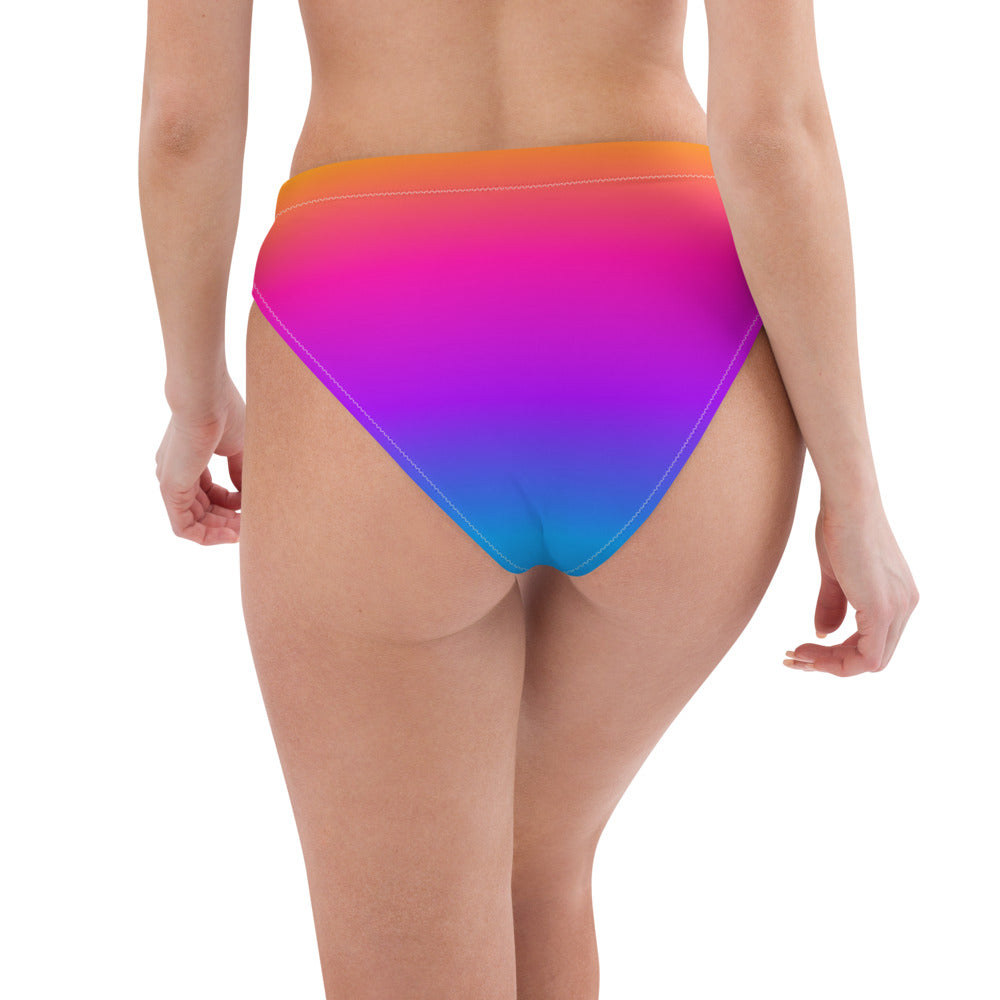 Tie Dye Cheeky Bikini Bottom, Ombre Gradient Eco Friendly High Waisted Recycled Swimsuit Swimwear Starcove Fashion
