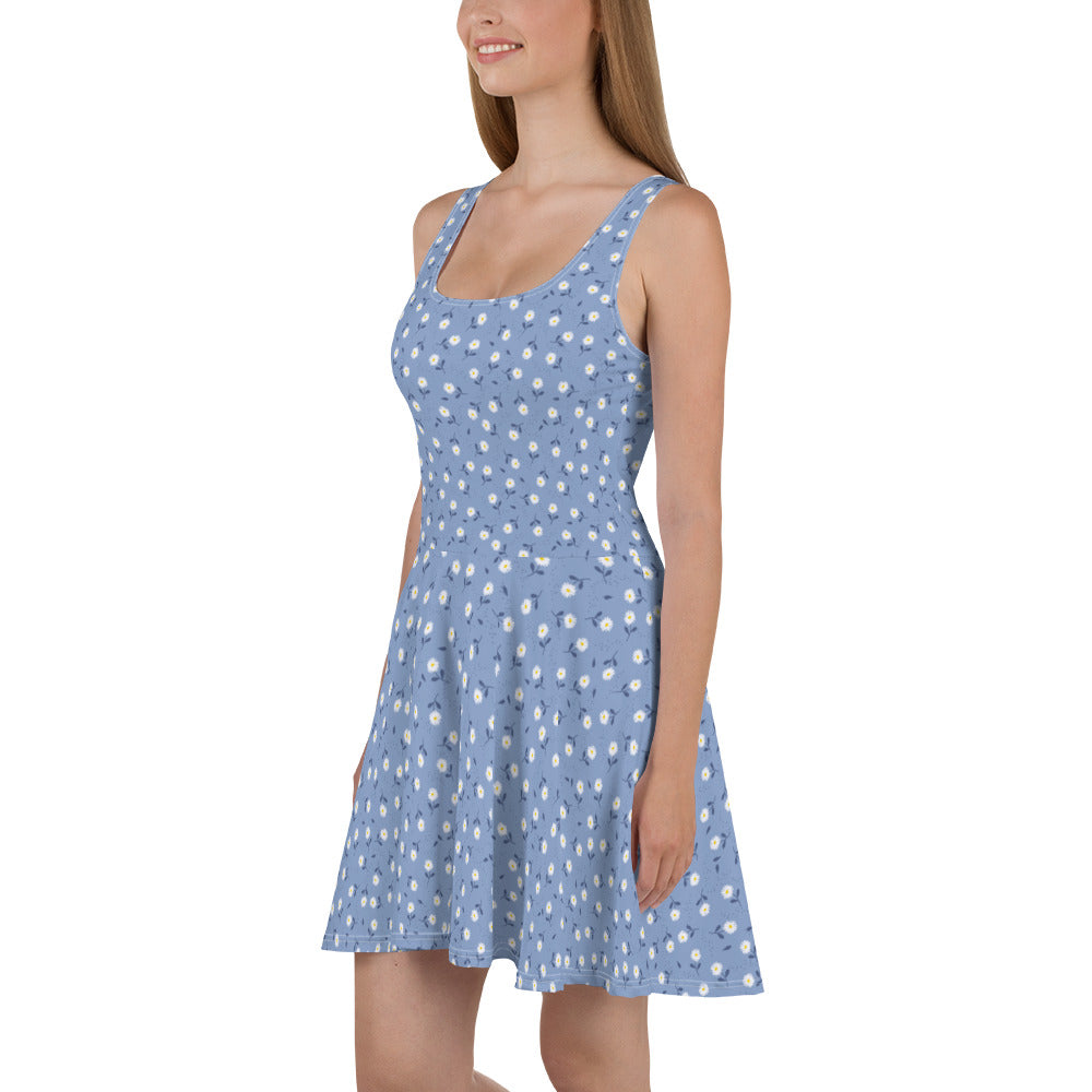 Ditsy Flower Blue Skater Dress, Small Floral Print Summer Sleeveless Mini Short Cute Handmade Cocktail Party Sexy Women XL Ditsy Flower Blue Skater Dress, Small Floral Print Summer Sleeveless Mini Short Cute Handmade Cocktail Party Sexy Women XL