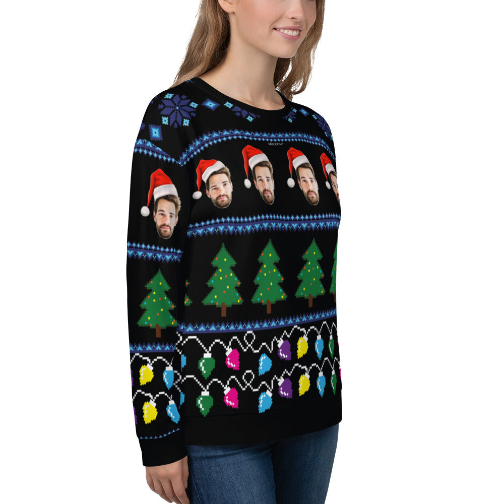 Ugly Christmas Sweater, Custom Faces Sweatshirt, Funny Selfie Boyfriend Girlfriend Photo Gift Party Xmas Family Women Men Holiday Sweatshirt Starcove Fashion