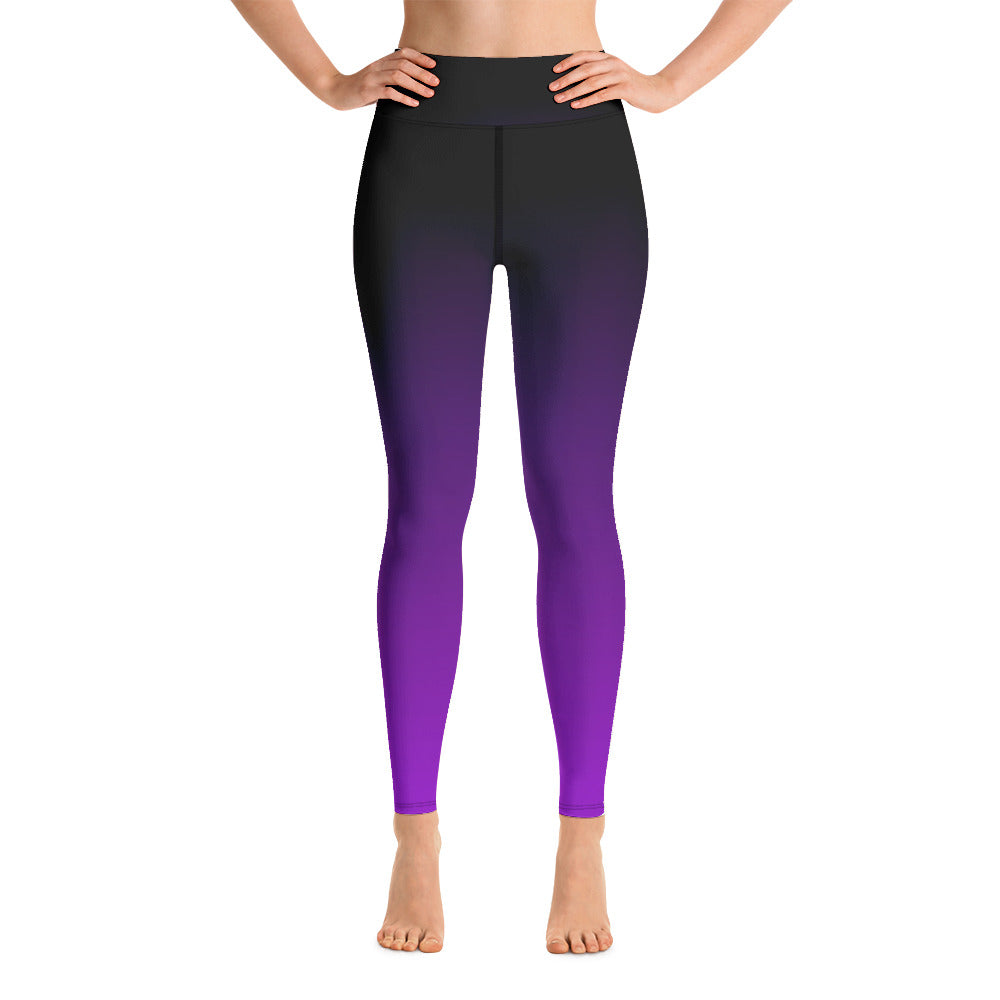 Purple Black Ombre Yoga Leggings, Gradient Women High Waisted Workout –  Starcove Fashion