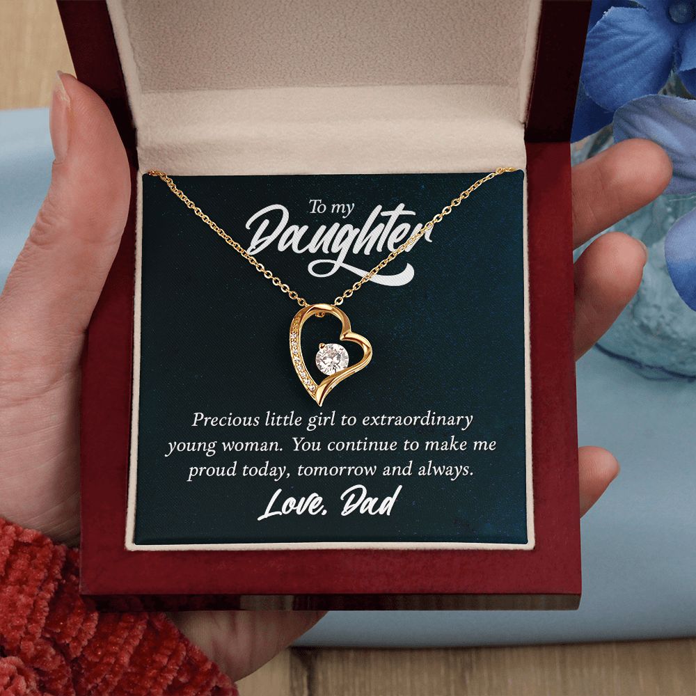 Daughter Necklace from Dad, Proud Message Card Father Forever Love Pendant Gold Jewelry Birthday Christmas Gift Starcove Fashion