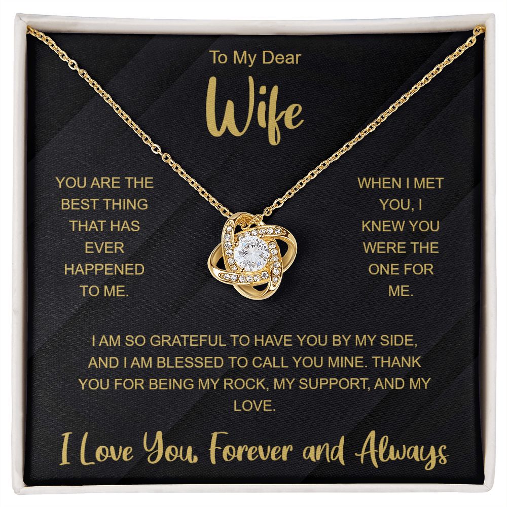 To My Wife Necklace from Husband, Message Card Hubby Love Knot