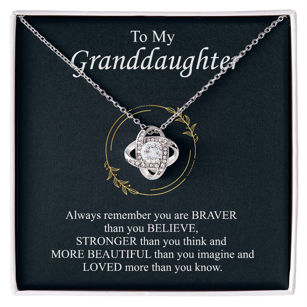 Granddaughter Necklace, Love Knot Grandma Pendant Jewelry Gold