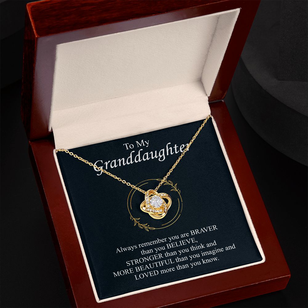 Granddaughter Necklace, Love Knot Grandma Pendant Jewelry Gold Family Grandmother Grandpa Birthday Christmas Message Card Gift Starcove Fashion