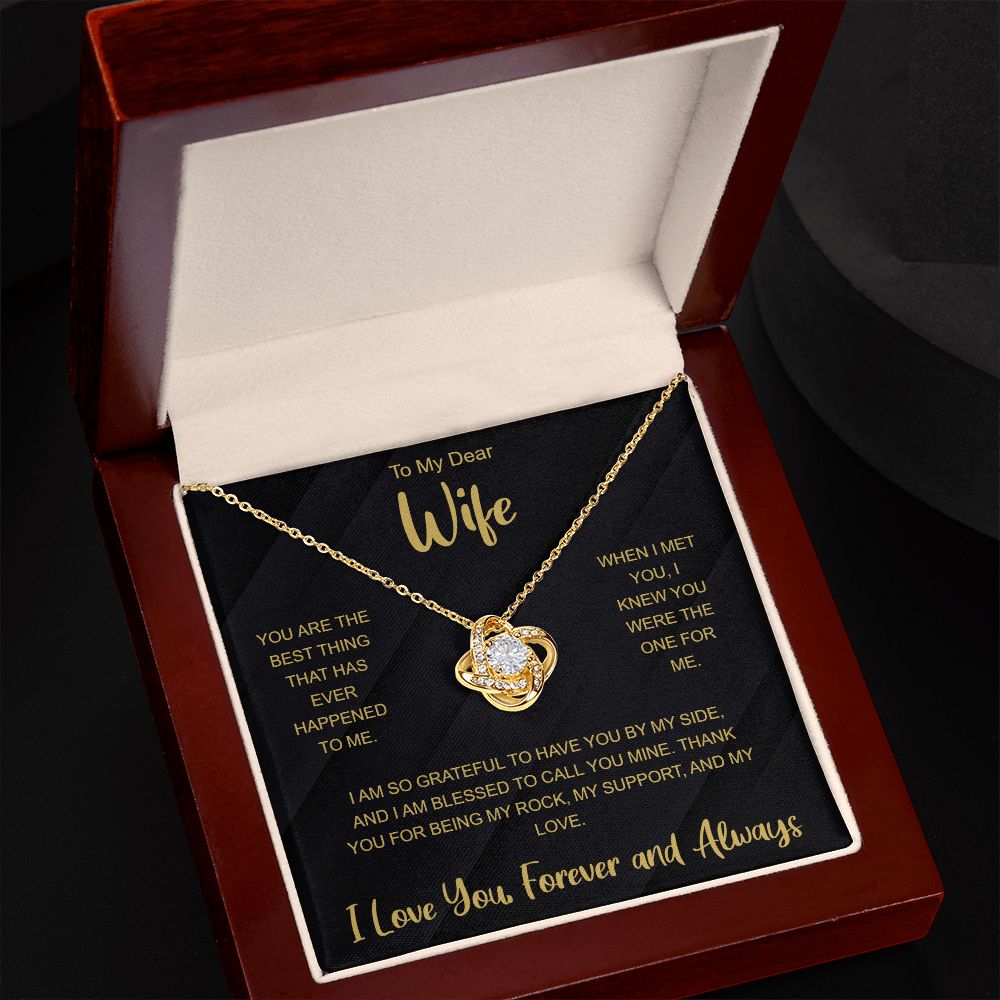 To My Wife Necklace from Husband, Message Card Hubby Love Knot Pendant Gold Anniversary Jewelry Valentine's Day Birthday Christmas Gift Starcove Fashion