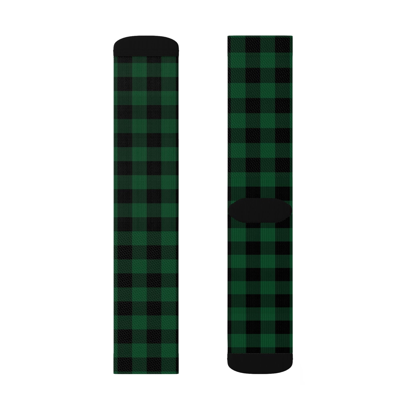 Green Buffalo Plaid Socks, Black Check Checkered Printed Sublimation Lumberjack Women Men Fun Cool Casual Cute Unique Socks Starcove Fashion