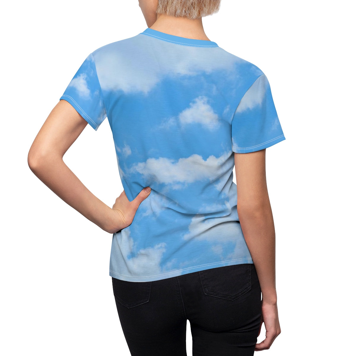 Blue Cloud Womens Shirt, Prince Vaporwave Aesthetic, Blue Sky, Pastel Kawaii Clothing Harajuku Retro 80s Rave Festival Tshirt Starcove Fashion