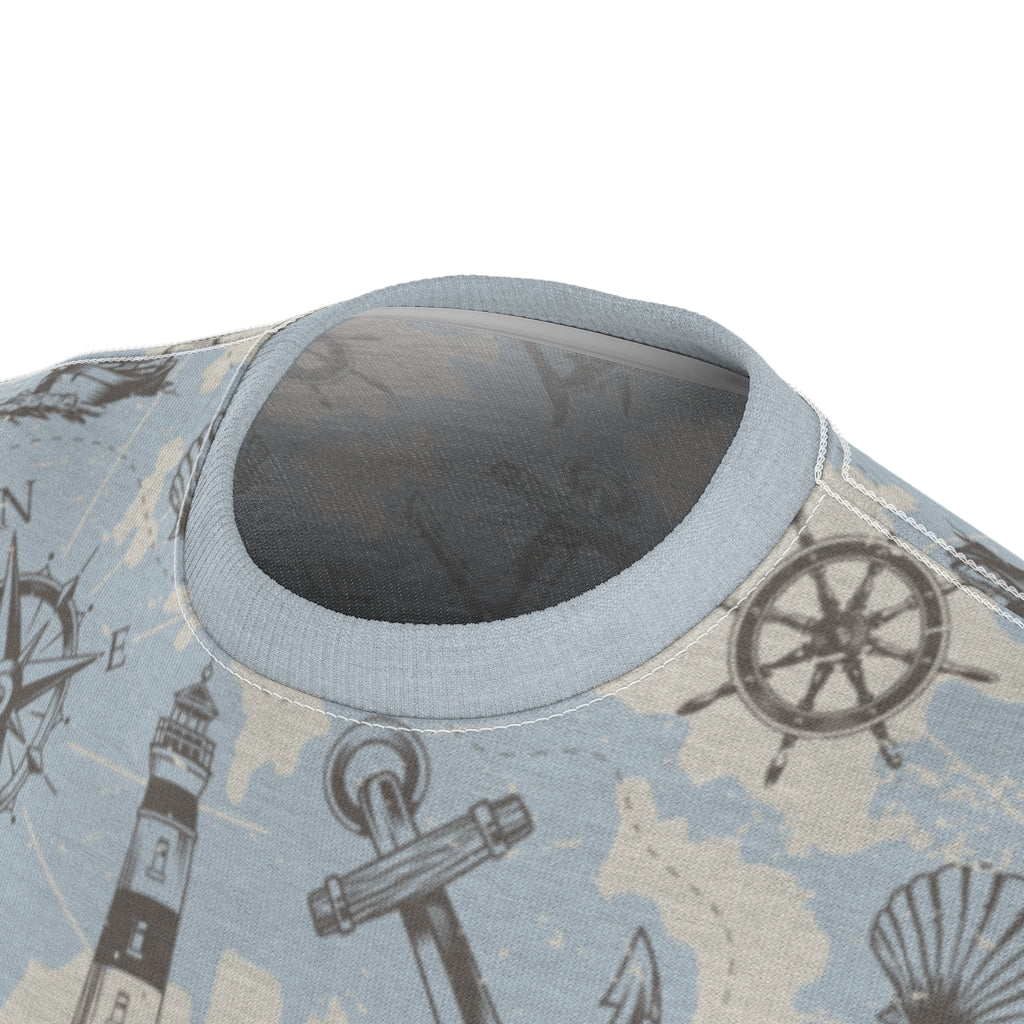 Retro Nautical Men Tshirt, Blue Vintage Anchor Compass Designer Graphic Aesthetic Fashion Crewneck Tee Top Gift Starcove Fashion