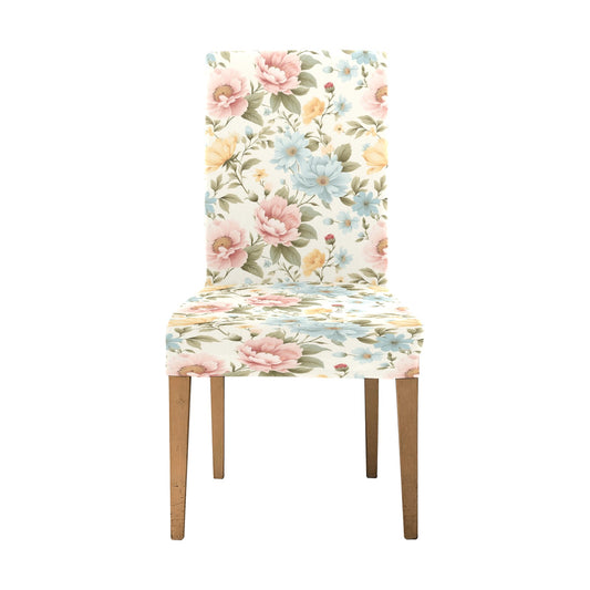 Vintage Floral Dining Chair Seat Covers, Blue Pink Pastel Flowers Retro Stretch Slipcover Furniture Dining Kitchen Room Stool Home Decor Starcove Fashion