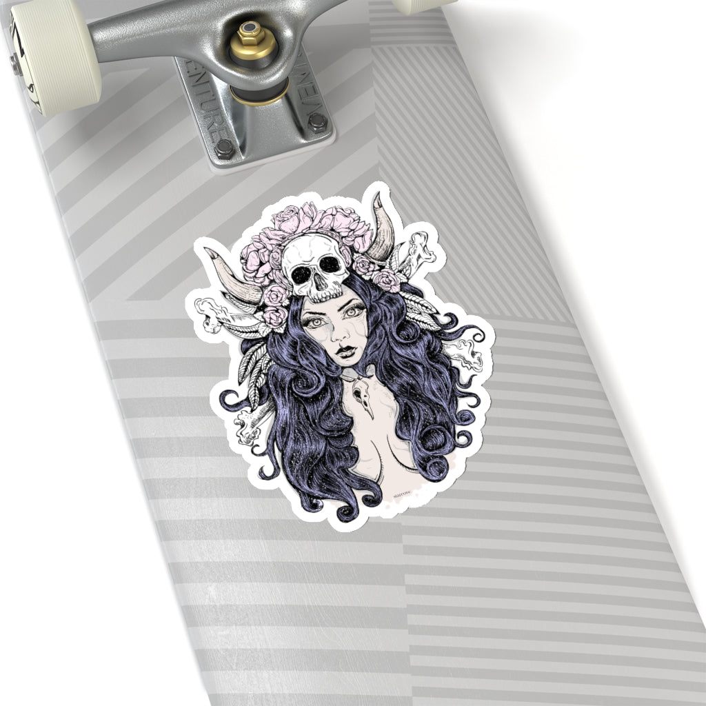 Witch Sticker, Skull Roses Laptop Decal Vinyl Cute Waterbottle Tumbler Car Waterproof Bumper Aesthetic Die Cut Wall Mural Starcove Fashion