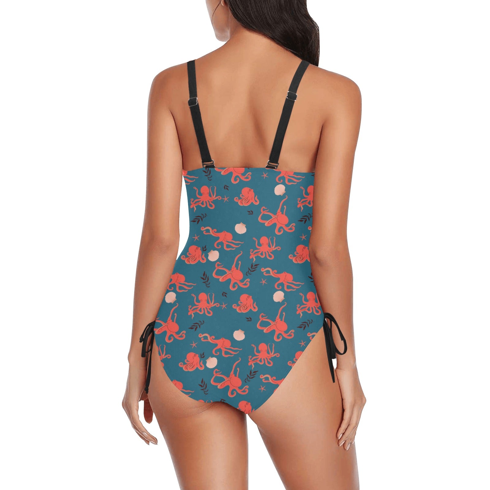 Octopus One Piece Swimsuit for Women, Beach Ocean Sea Cute Designer Swim Swimming Bathing Suits Body Swimwear Starcove Fashion