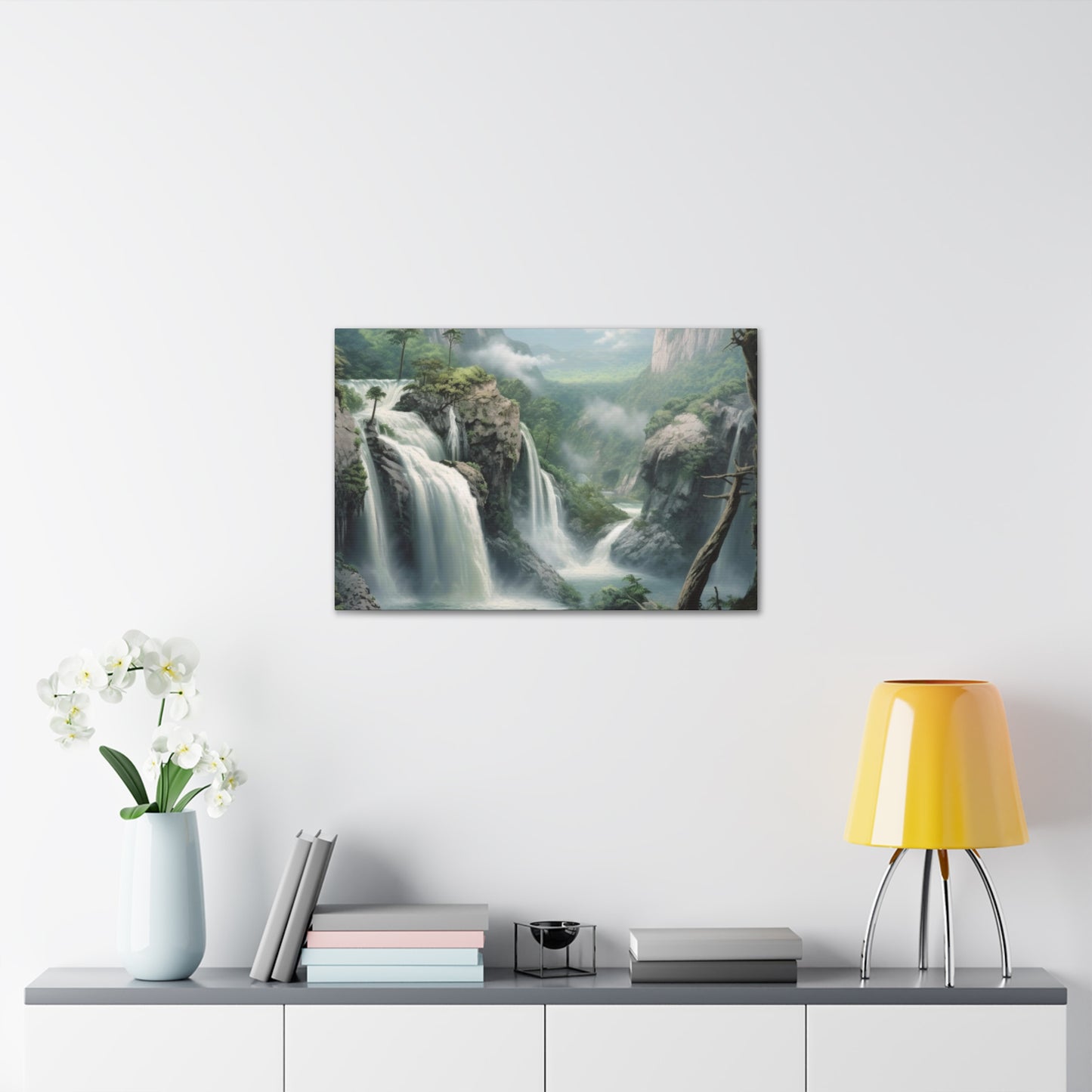 Waterfall Canvas Gallery Wrap, Watercolor Wall Art Print Decor Small Large Hanging Modern Landscape Living Room Starcove Fashion
