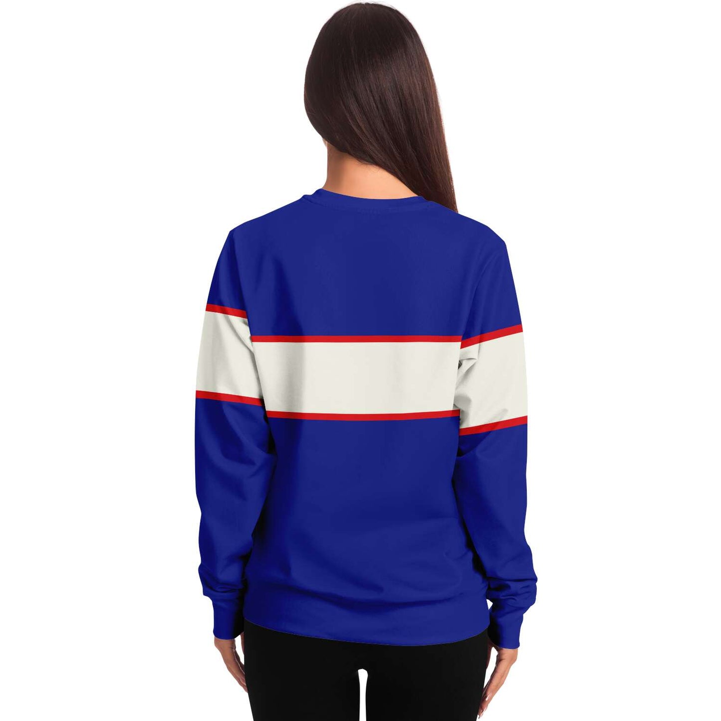 Apres Ski Sweatshirt Sweater, Royal Blue White Retro Vintage Striped Winter Holiday Sports Party Skiing 80s 90s Y2K Cotton Top Clothes Starcove Fashion