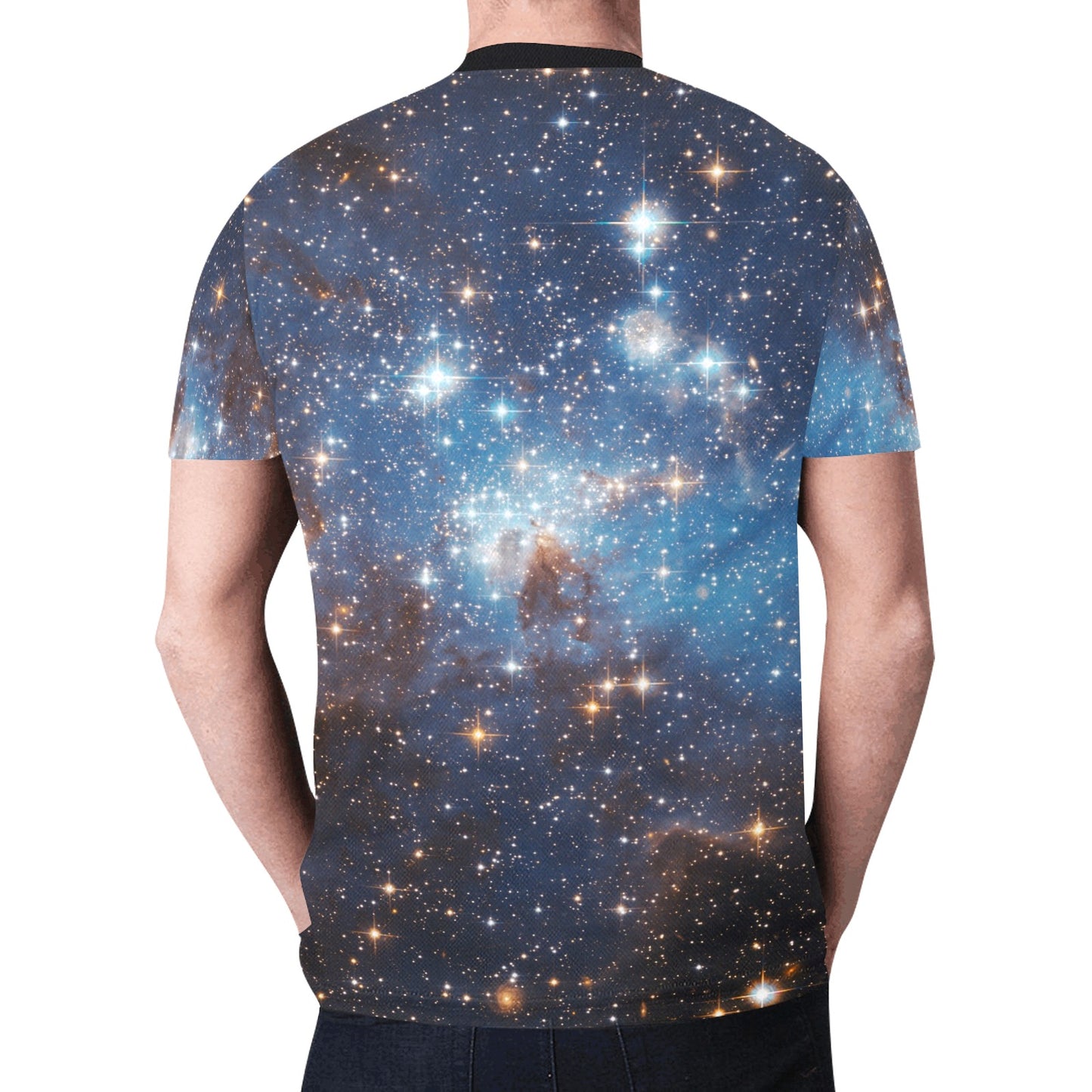 Galaxy Space Men Mesh Tshirt, Universe Designer Moisture Wicking Plus Size Aesthetic Fashion Crewneck Tee Top Gym Summer Shirt