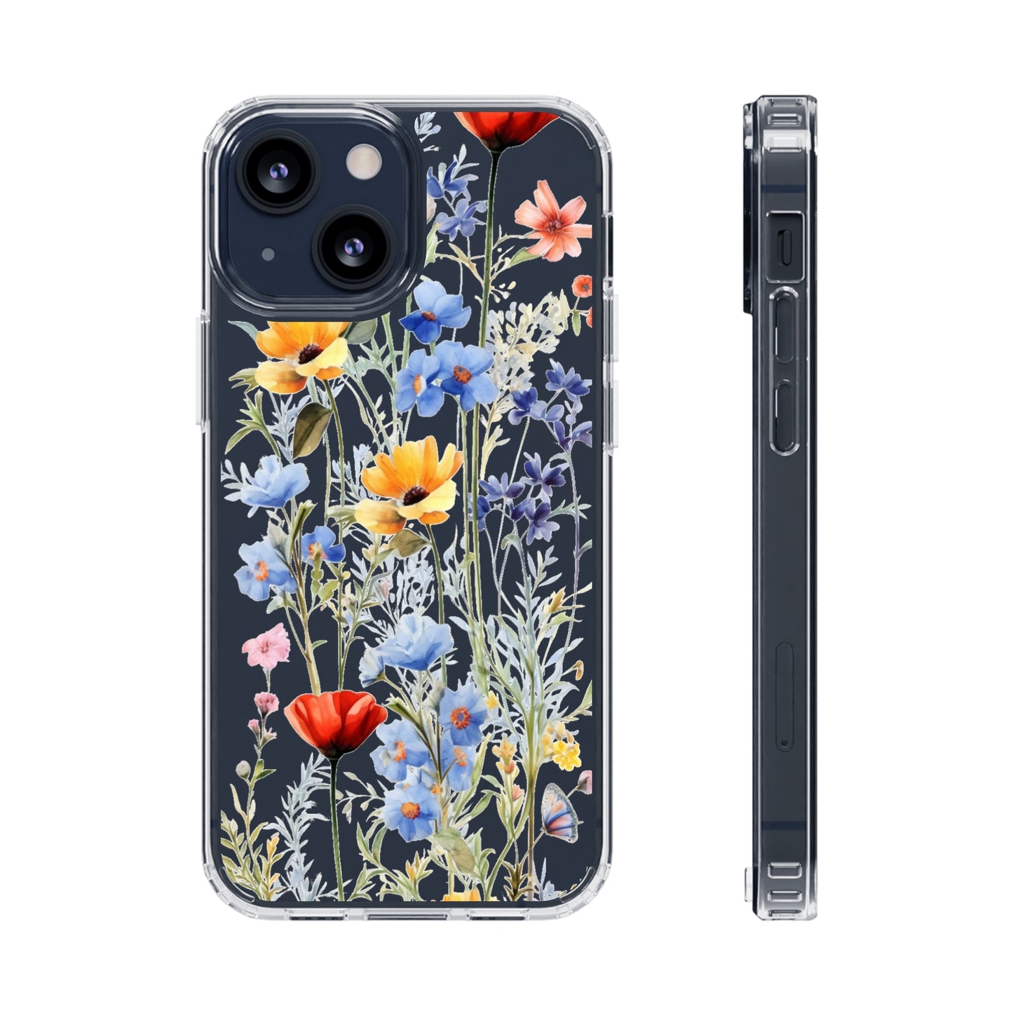 Wildflowers Clear iPhone 14 13 12 11 Pro Max Mini Case, Floral Flowers Watercolor Print Cute Aesthetic Galaxy S22 Transparent Starcove Fashion