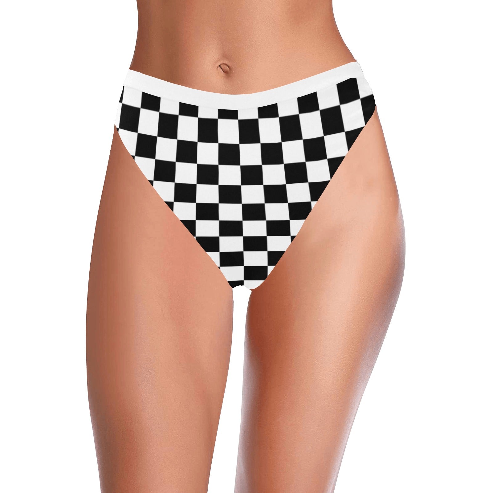 Checkered High Waisted Bikini Bottom, Black White Check Checkerboard Cheeky High Cut Leg Sexy Swim Bathing Suit Swimsuits Women XS Checkered High Waisted Bikini Bottom, Black White Check Checkerboard Cheeky High Cut Leg Sexy Swim Bathing Suit Swimsuits Women XS