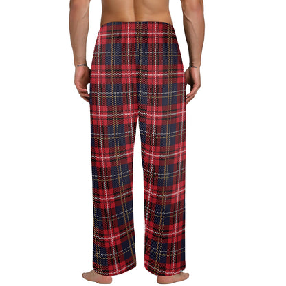 Red Buffalo Plaid Men Pajamas Pants, Blue Tartan Check Christmas Xmas Satin PJ Pockets Sleep Trousers Couples Matching Trousers Bottoms Starcove Fashion